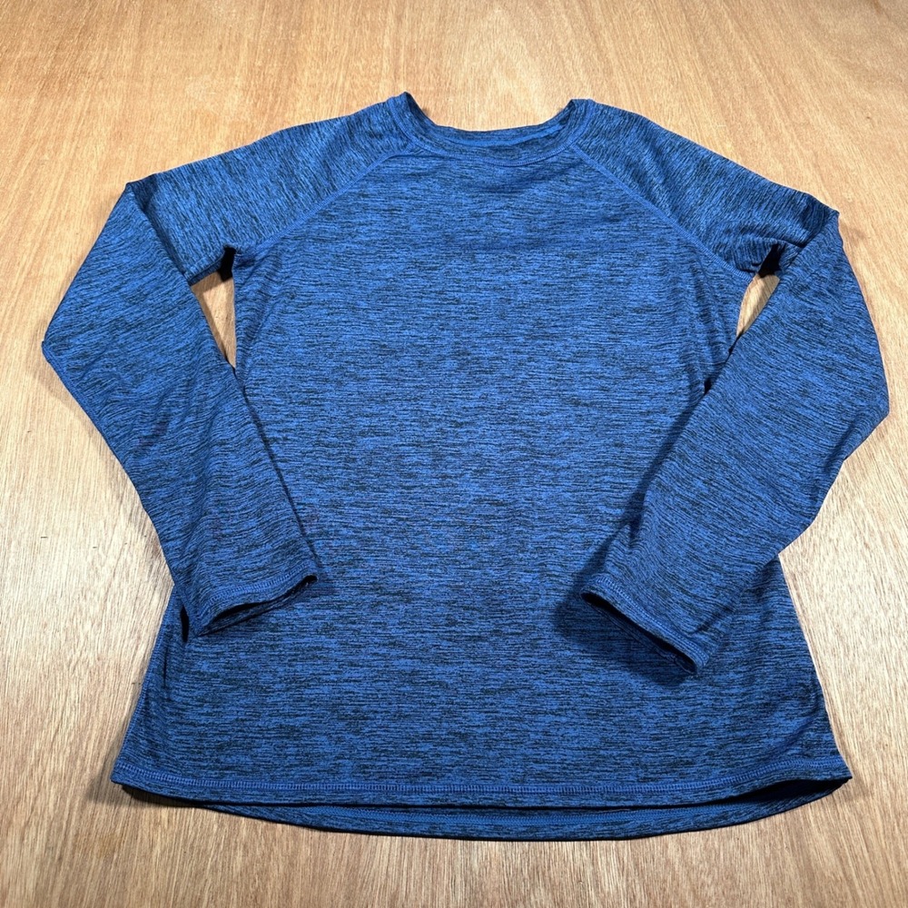 ClimateRight by Cuddl Duds Women S Blue Denim Space Dye Plush Thumbhole Top